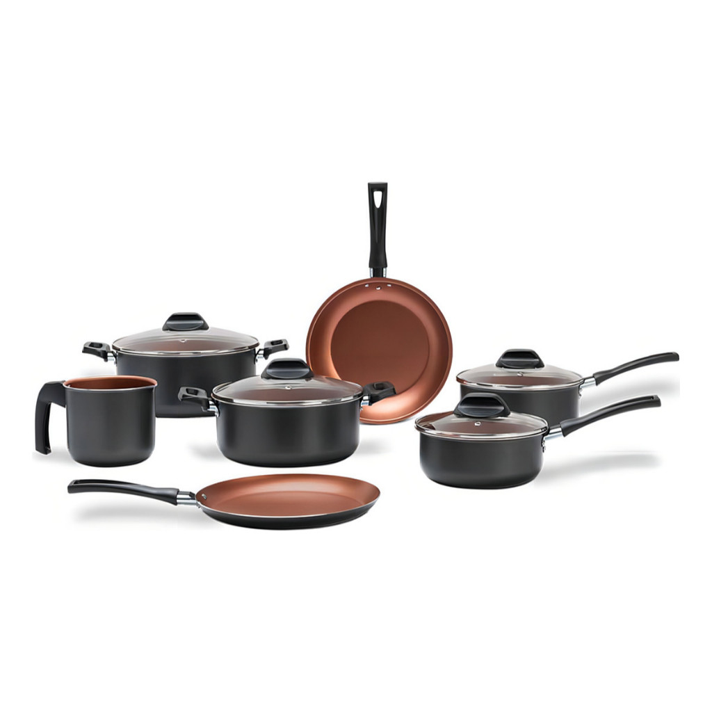Jogo de Panelas Antiaderente Brinox 7 Peças Preto