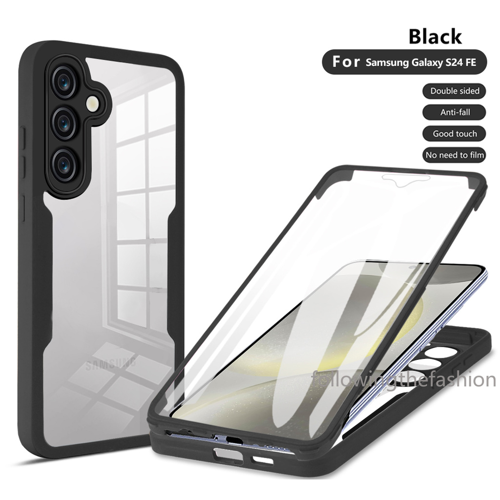 Para Samsung Galaxy S24 FE 5G S24fe S23 2024 Capa De Telefone 360 ° Acrílico Dupla Face Protetor Completo Com Proteção De Lente De Câmera À Prova De Choque
