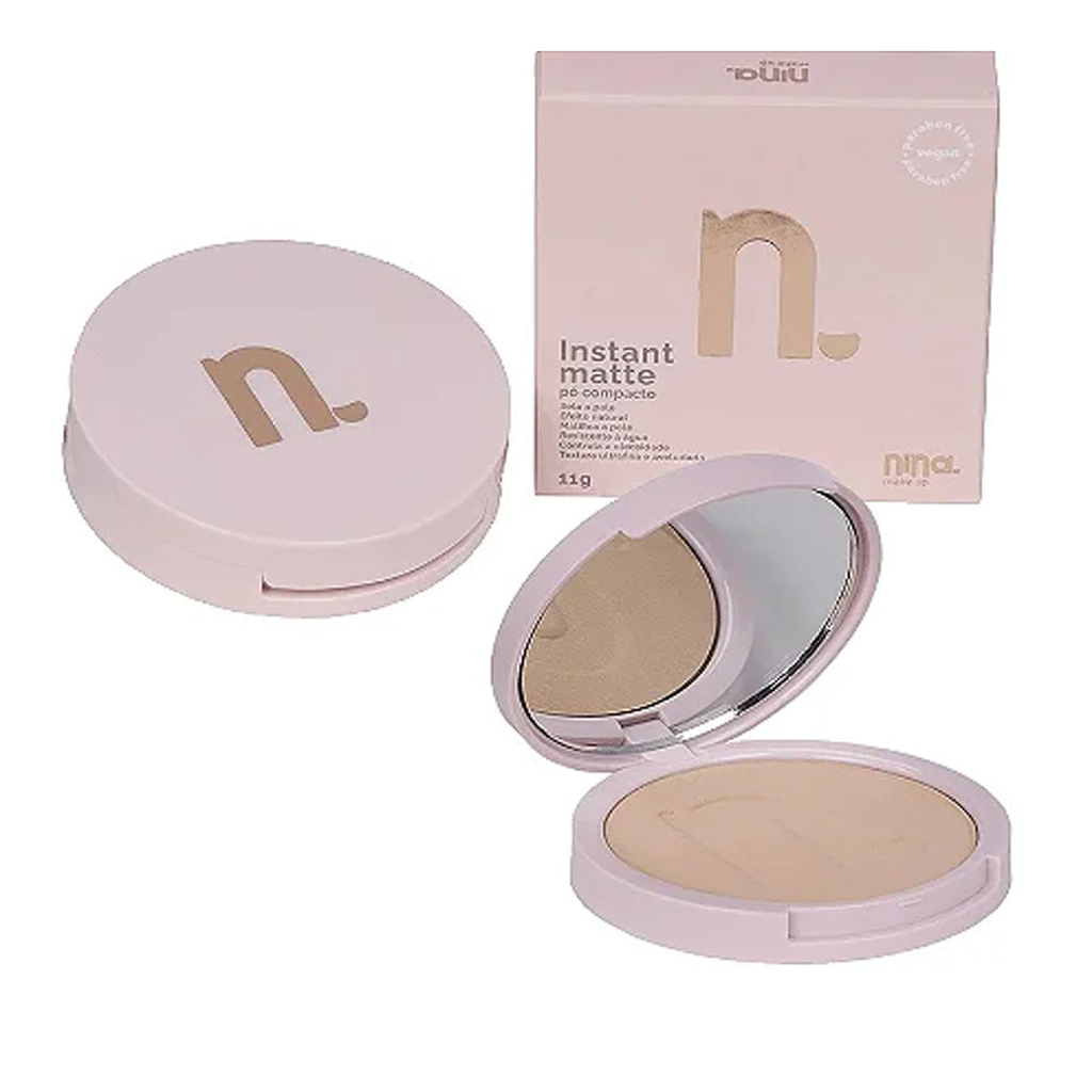 Pó Compacto Instant Matte Nina Make Up em Oferta na Shopee