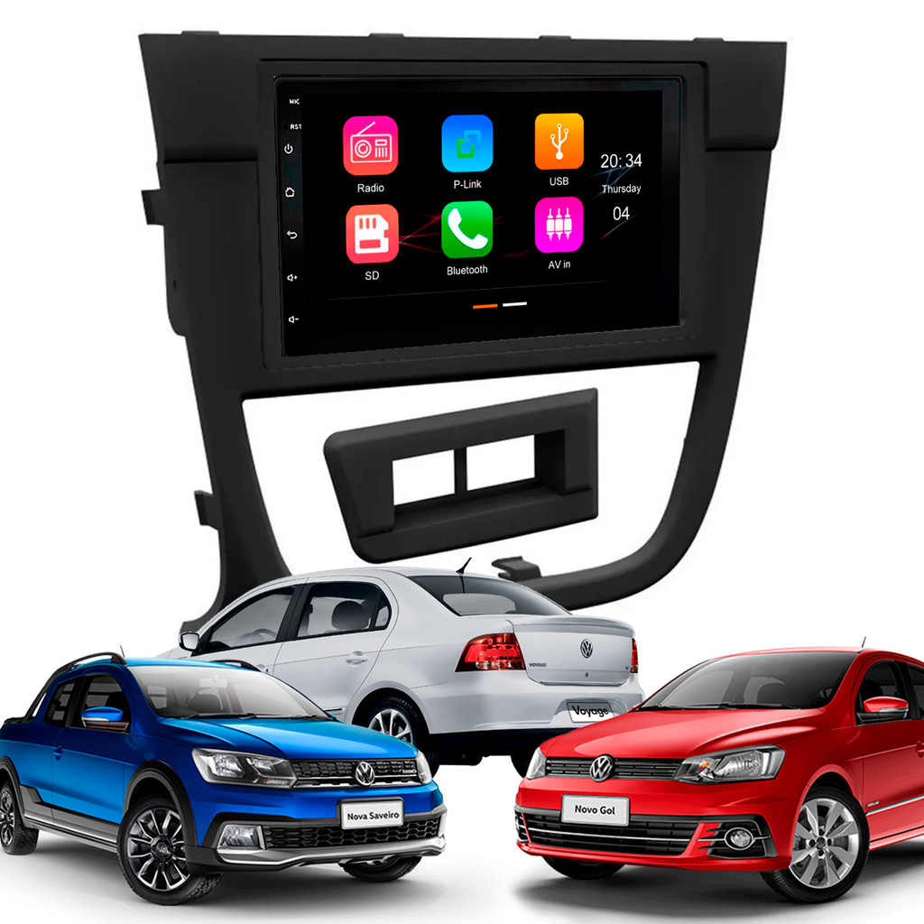 Central Multimídia 7 Polegadas MP5/BT CarPlay Android + Moldura Preta Gol Voyage Saveiro G5 AP548 - Spare Parts and Accessories for Vehicles