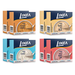 Kit 8 Pudins Linea Sabores Baunilha, Coco, Caramelo e Morango 25g