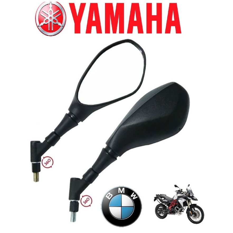 Retrovisor Espelho Moto Bmw F800 GS Para Yamaha Haste Curta Articulado Giro 360 Fazer Ybr Lander Xtz