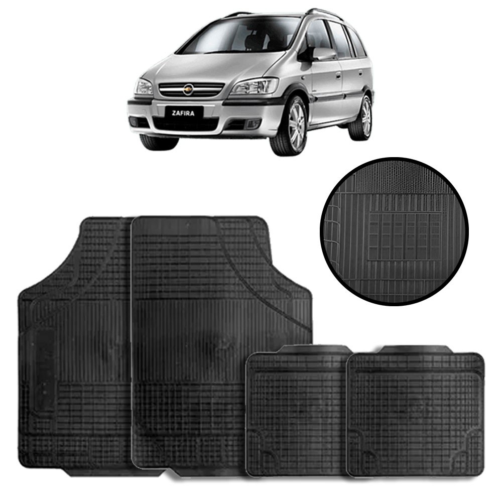 Jogo de Tapete de Borracha Preto para Chevrolet Zafira 2001 a 2012 4 Peças - Carfloor D019.0