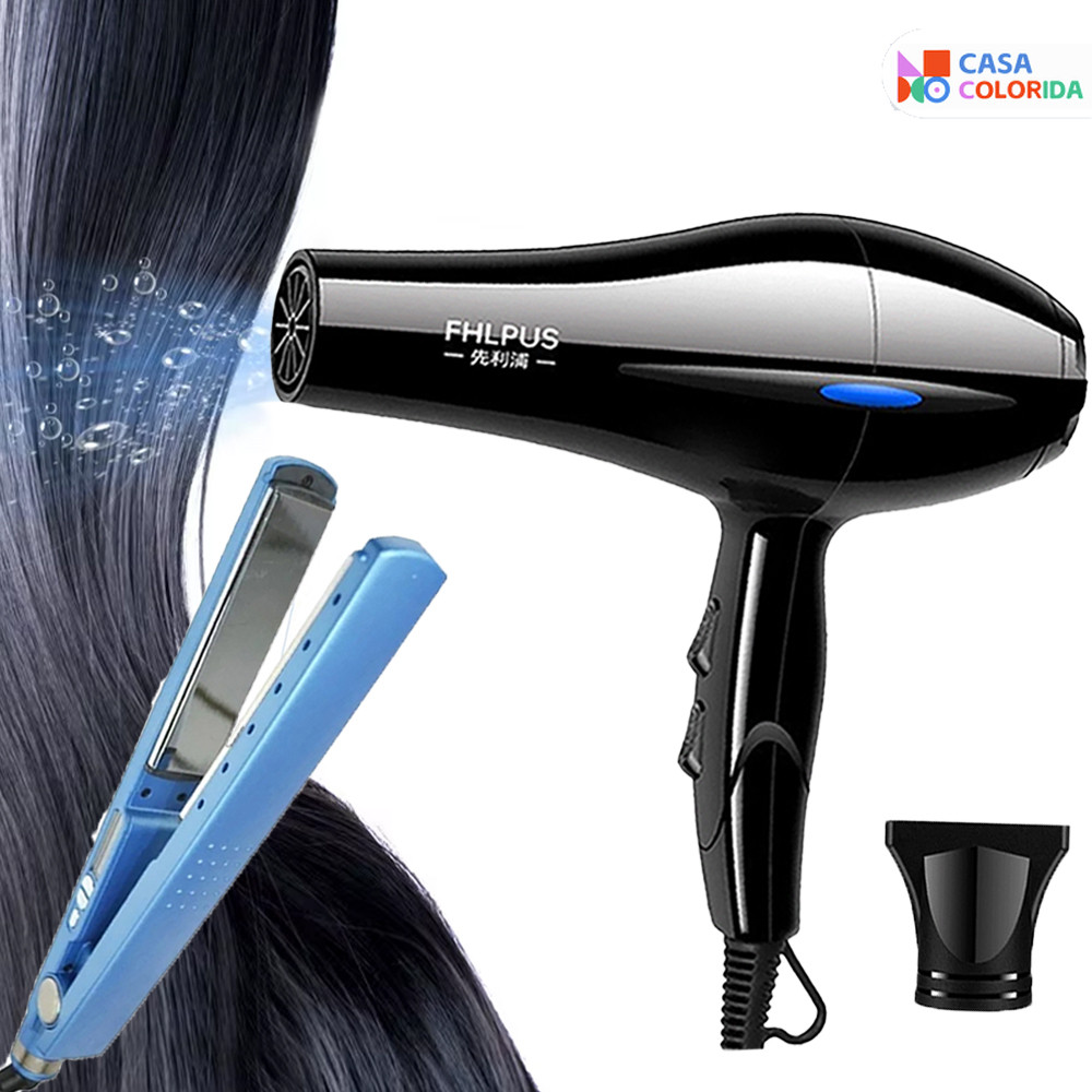 Secador de Cabelo e Chapinha Bivolt com Placas Nano Titanium 3200W
