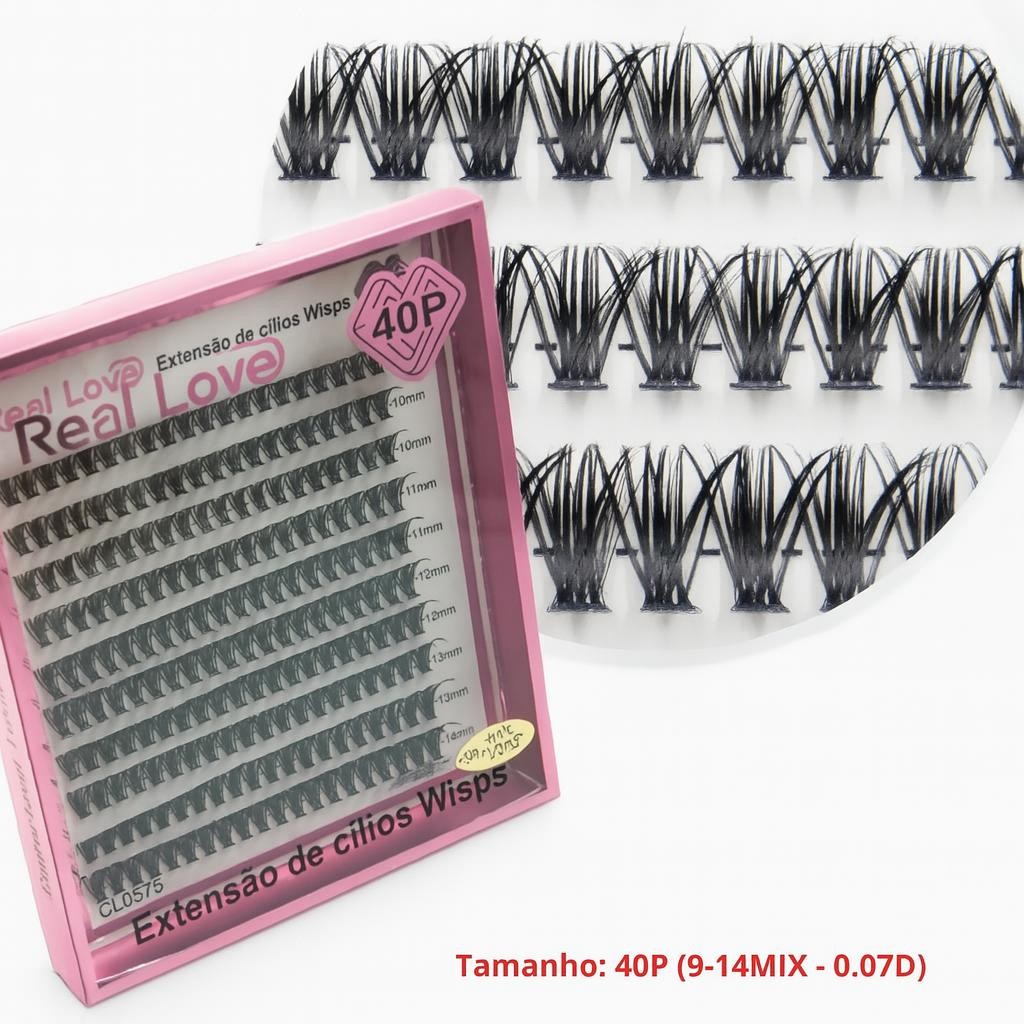 Cilios Fio A Fio Tufinhos Sem Nó Curvatura D 40P - Real Love