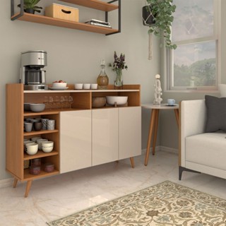 Cantinho do Café Expresso 3 Portas 3 Prateleiras Cinamomo/Off White - Panorama Móveis em Oferta na Shopee