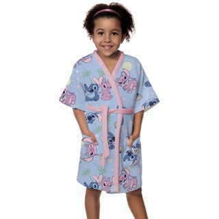 Roupão Infantil Lepper Aveludado Stitch Barbie Minnie Mickey – Com Bolsos em Oferta na Shopee