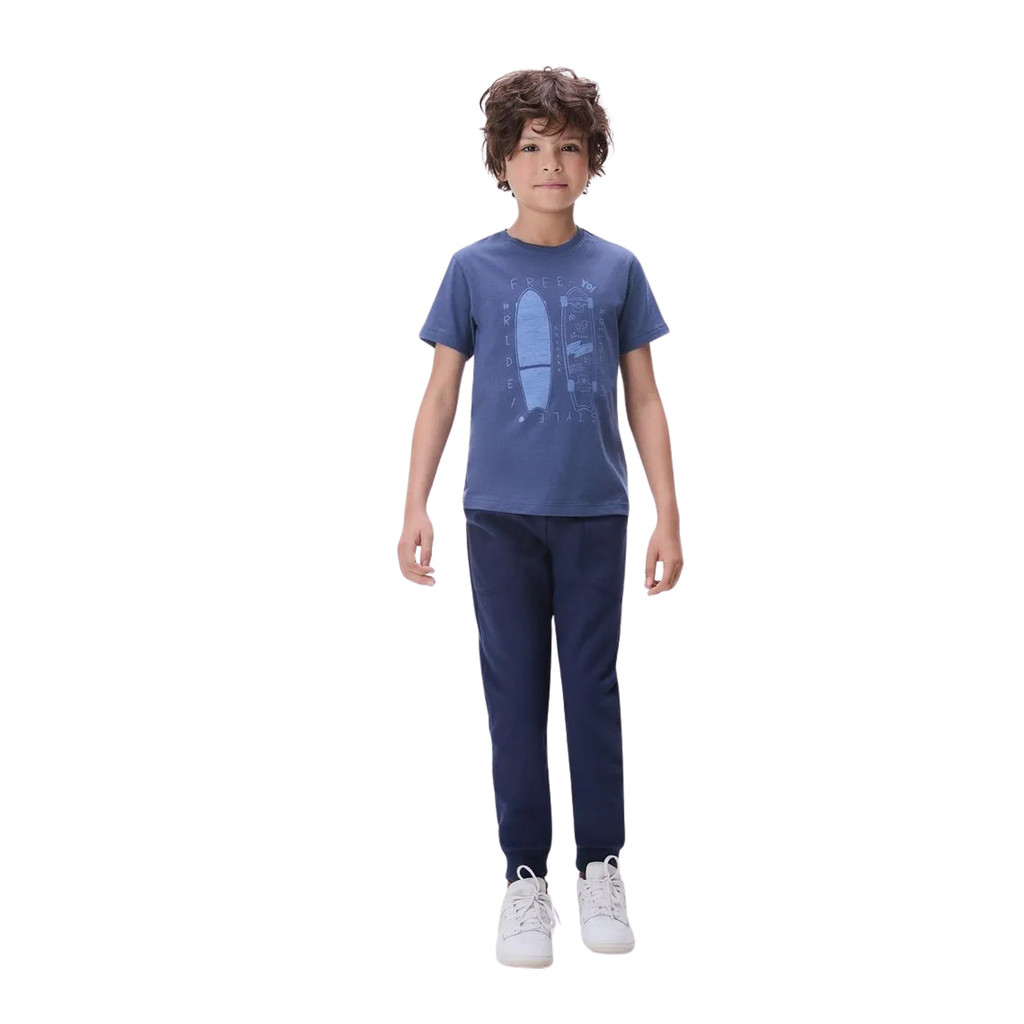 Camiseta Infantil Hering Estampada Skate Azul
