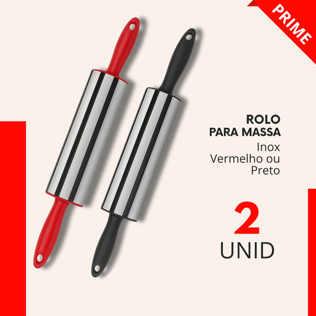 Rolo de Massa Kit 2 ou 1 Peça Aço Inox Giratorio Cilindrico Macarrão em Oferta na Shopee