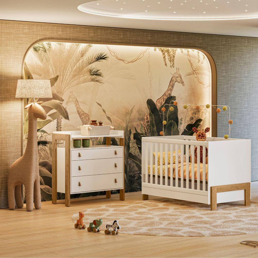 Quarto de Bebê Berço mini cama e Cômoda Fantasia Qmovi em Oferta na Shopee