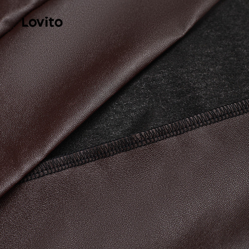 Detalhes do Lovito Casaco Feminino Casual Com Zíper Bolsos Corta-Vento Impermeável LBL24086