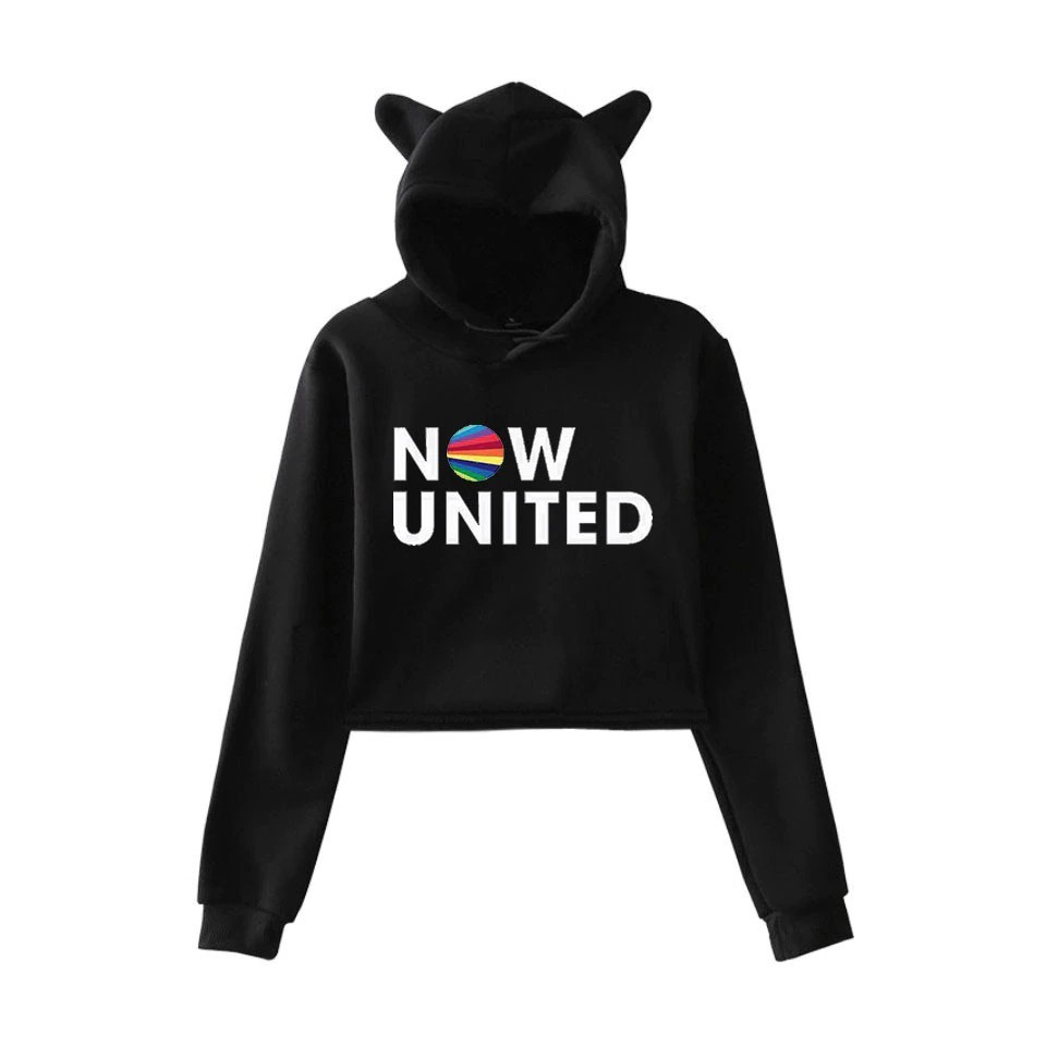 Moletom Blusa Now United Banda Casaco Cropped Com Orelhinha -MAYYN.