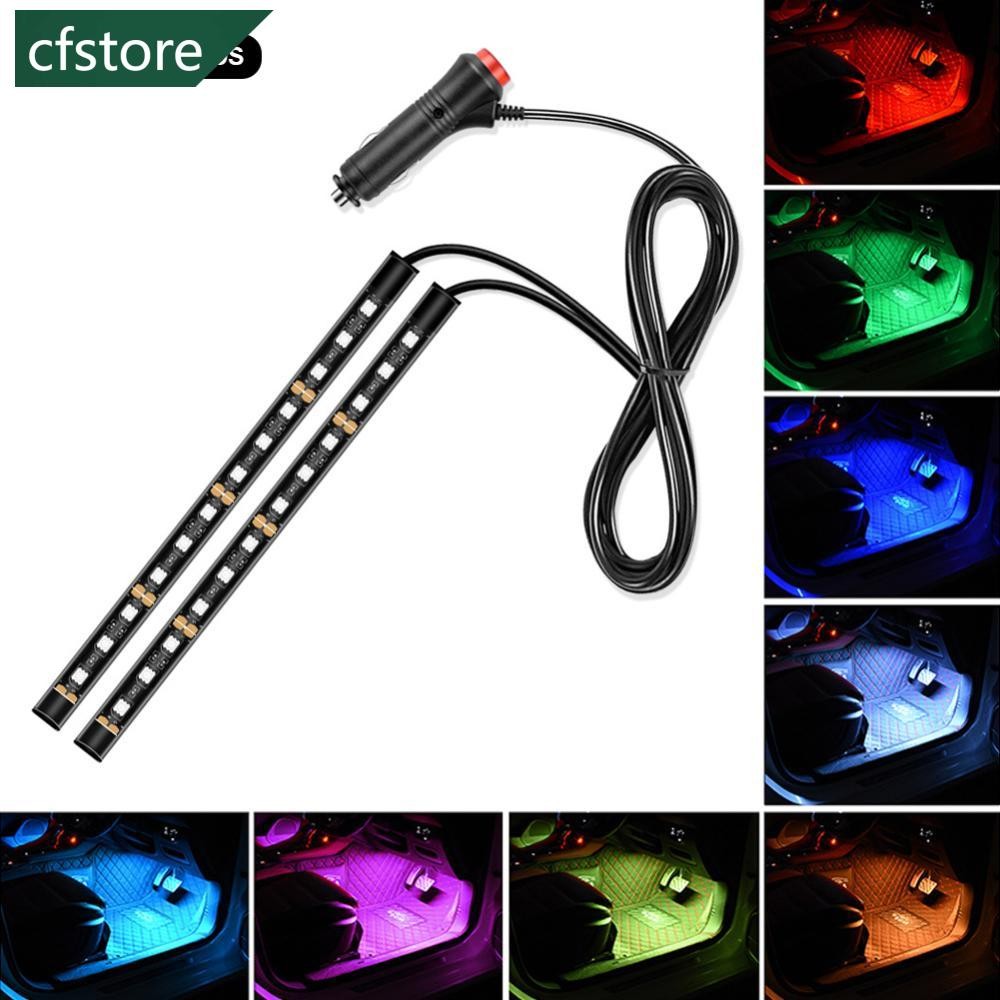 CFSTORE 12V LED Atmosfera Interior Do Carro Backlight Humor Ambiente Pé Luz USB 24LED Isqueiro Lâmpada Decorativa Acessó