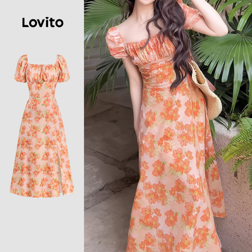 Lovito -  Vestido Casual com Drapeado Leve e Respirável para Primavera/verão para Mulheres L137ED236 - Women Clothes