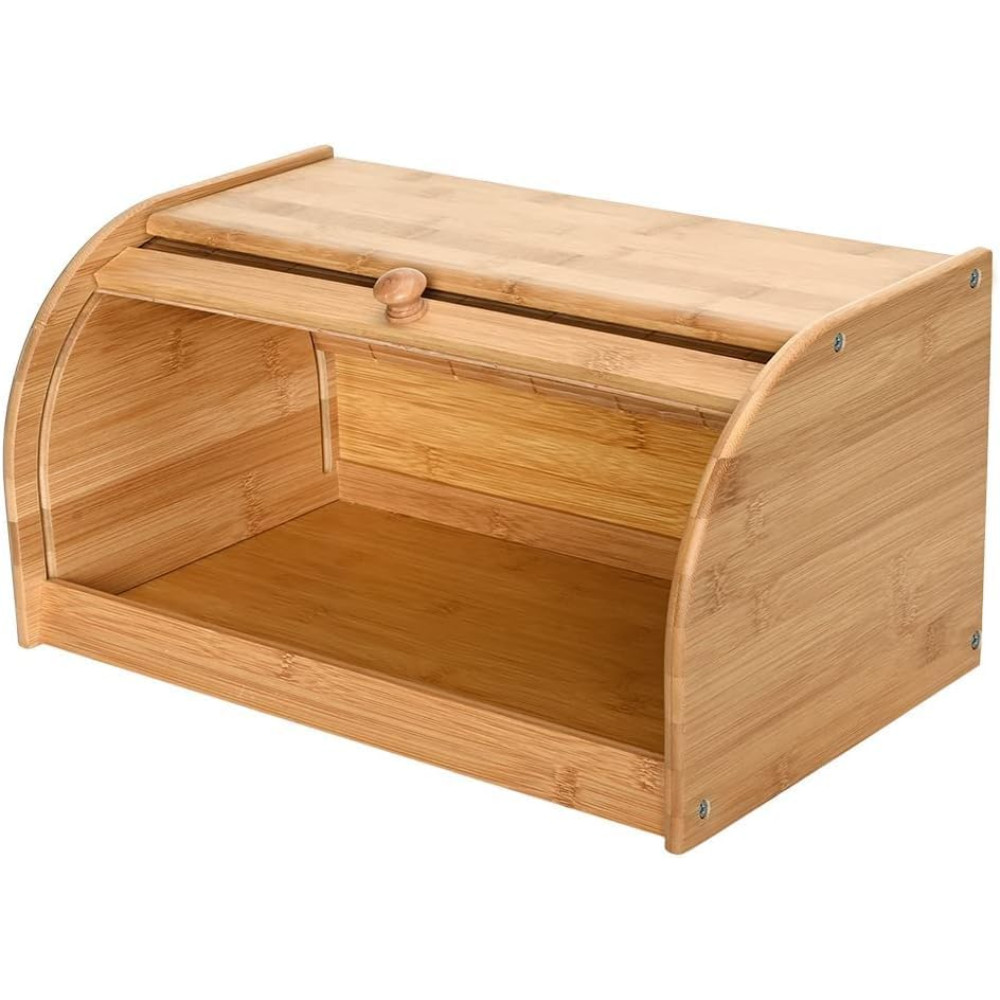 Porta Pães Tampa Retrátil Inteiro Bambu Ecologico Mimo Style