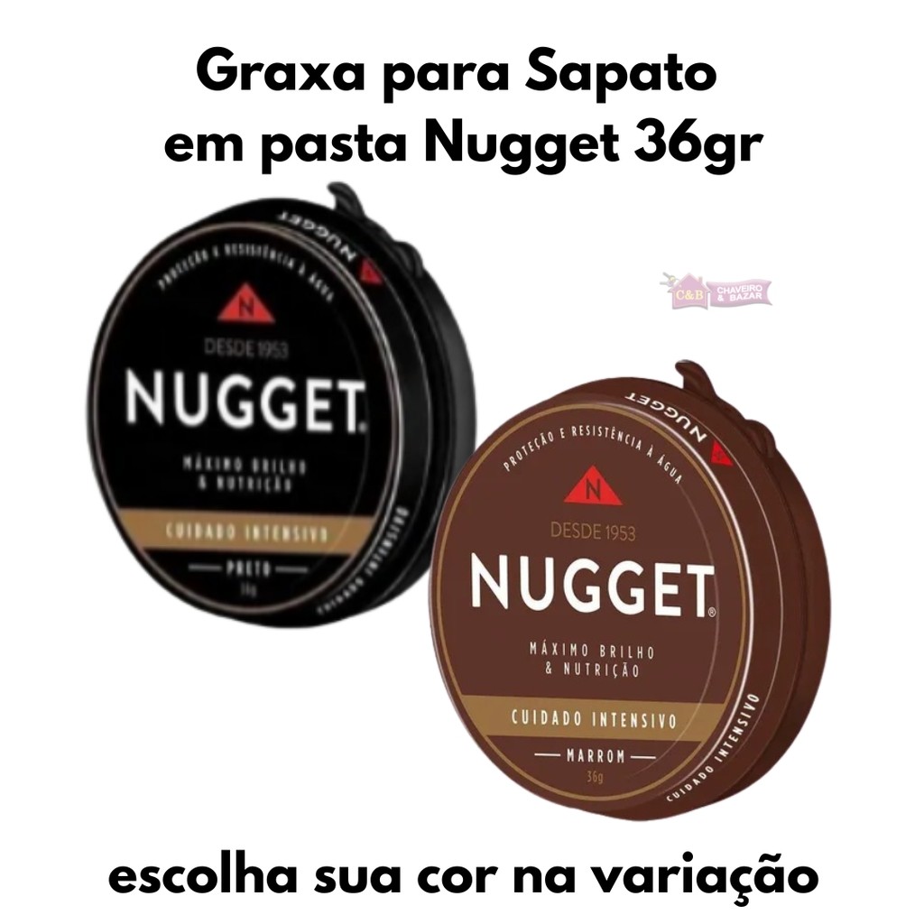 Graxa para Sapato em Pasta Nugget Lata polidor 36g Preta e Marrom
