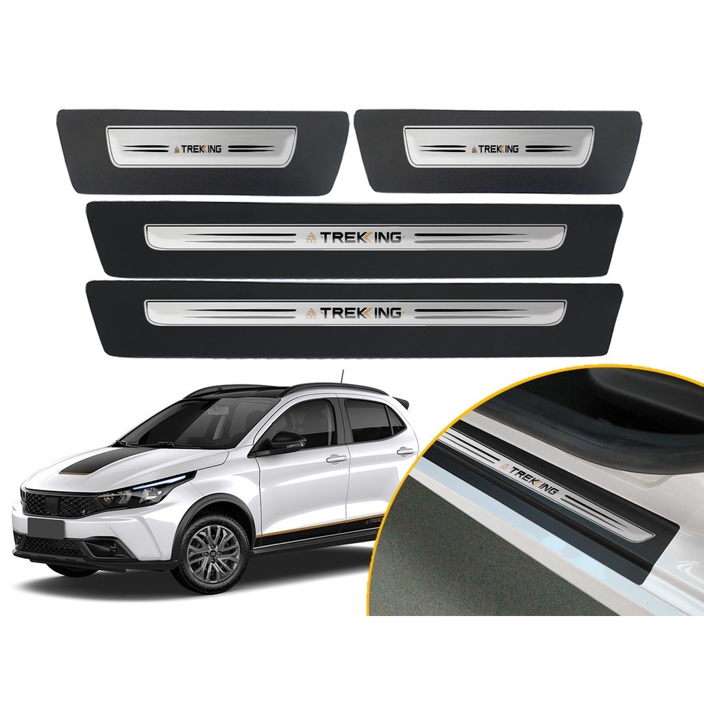 Jogo De Soleira Resinada Porta Modelo Drop Fiat Argo Trekking 2019 2020 2021 2022 2023
