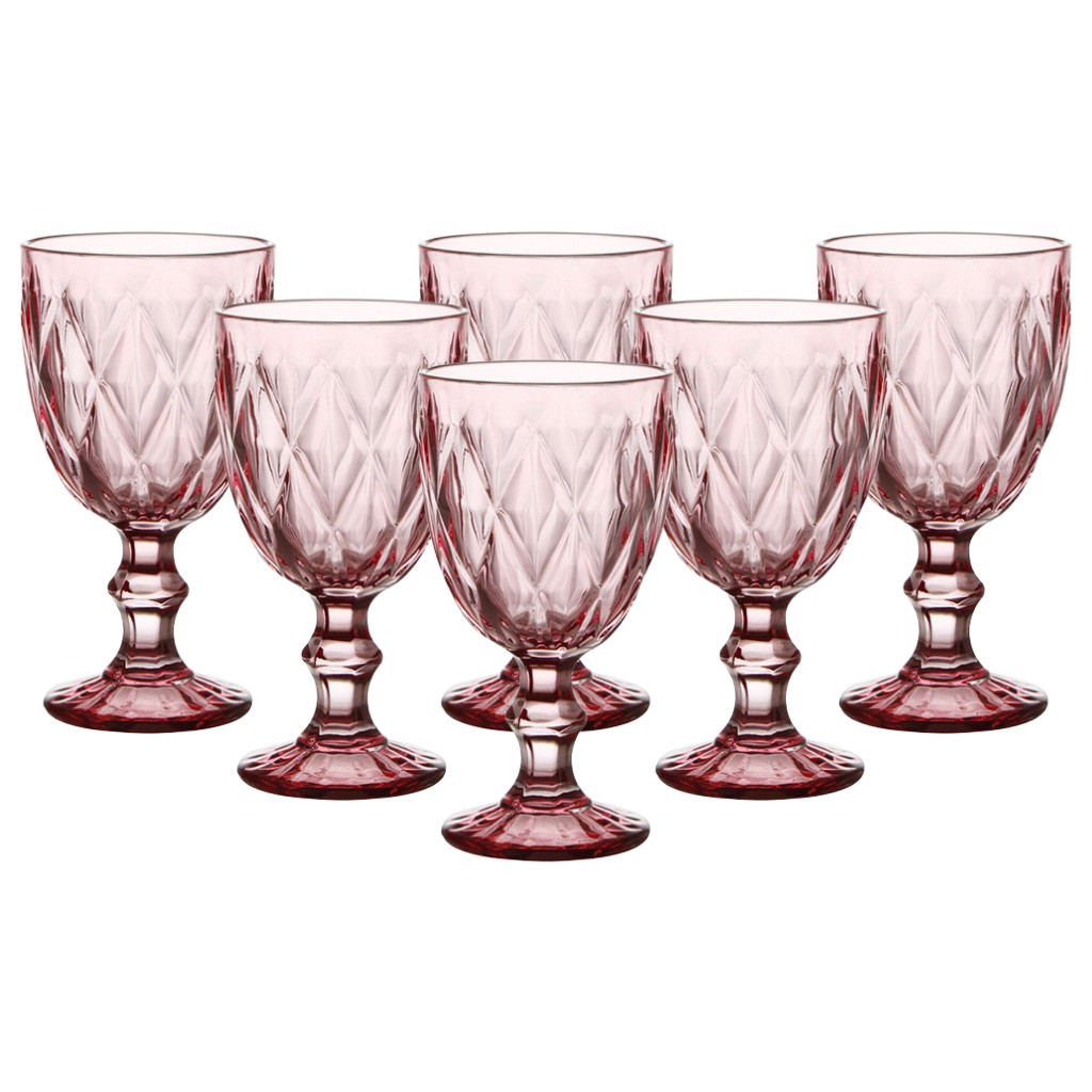Jogo C/ 6 Taças Diamond Rosa Ametista 340ml Mesa Posta Bebidas Água Suco em Oferta na Shopee