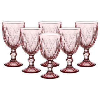 Jogo C/ 6 Taças Diamond Rosa Ametista 340ml Mesa Posta Bebidas Água Suco em Oferta na Shopee