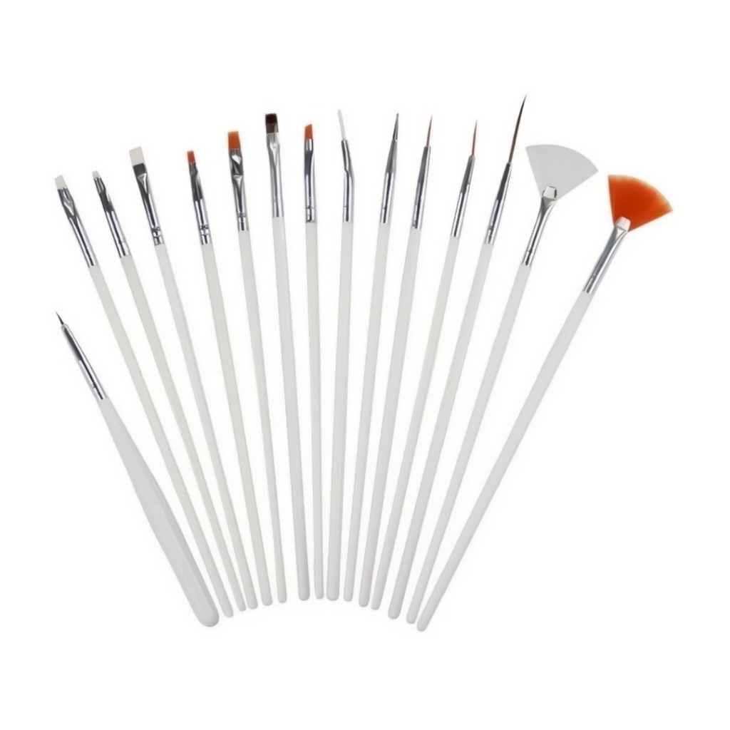 Kit 15 Pinceis Decoração de Unhas Artistica Nail Art Pincel Profissional em Oferta na Shopee