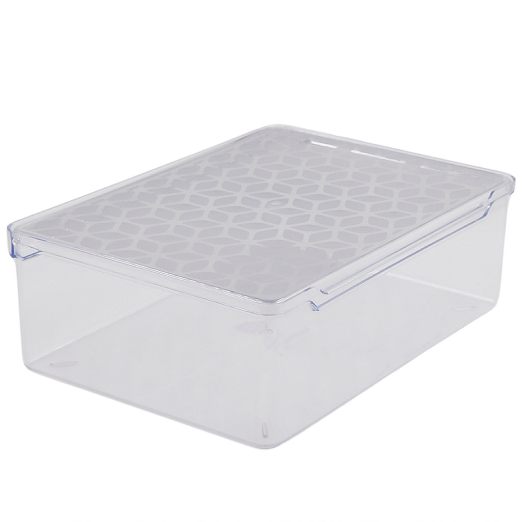 Caixa Box Organizadora Multiuso Transparente C/ Tampa Resistente  P/ Prateleiras Armários Gavetas Escritório Cesto