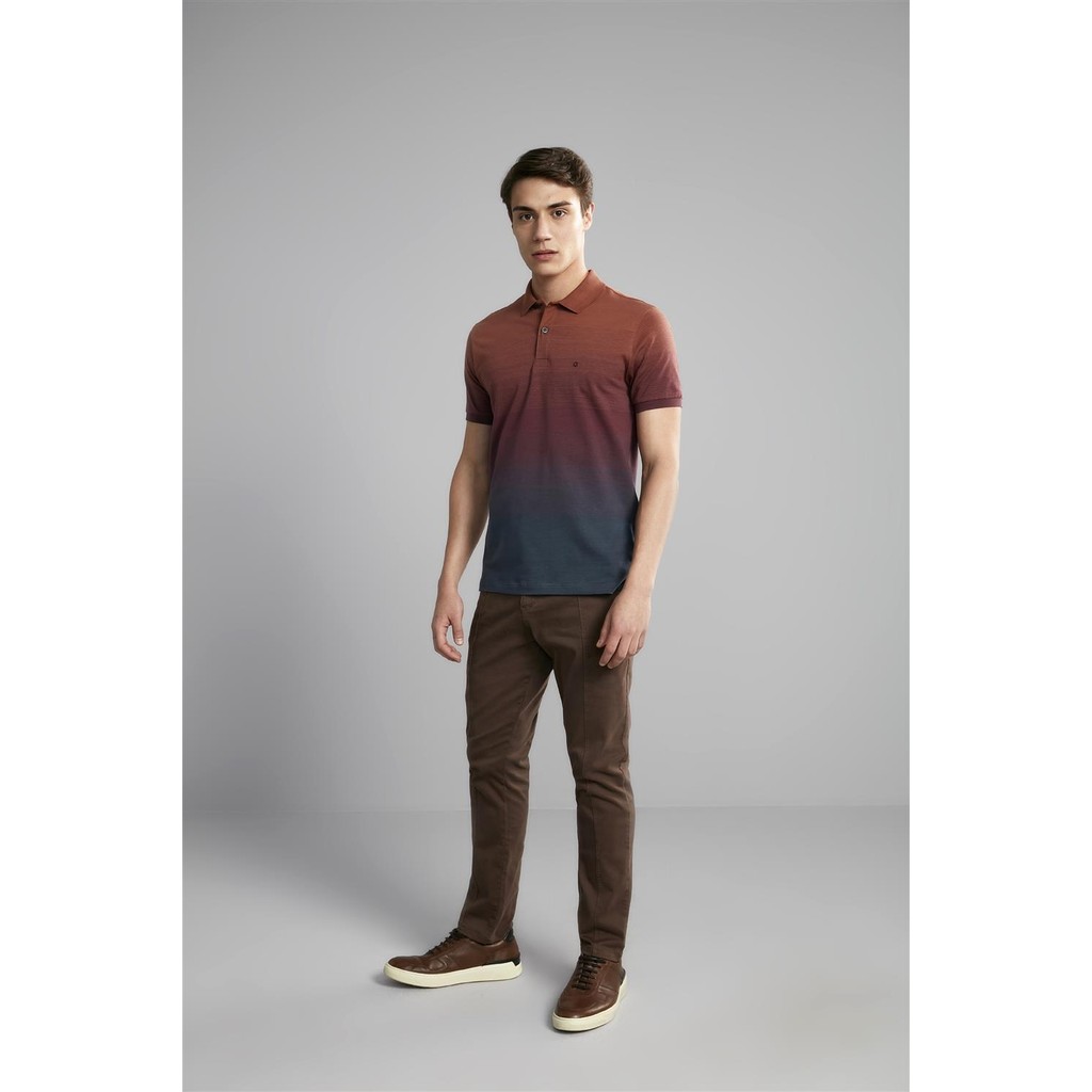 Polo Manga Curta Malha Slim Fit - Marrom Caramelo / Vinho - Men Clothes