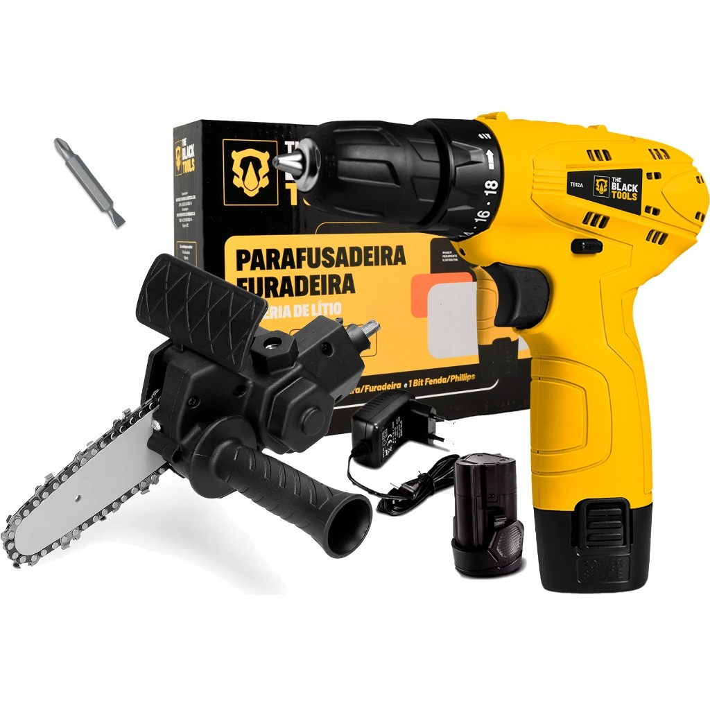 Parafusadeira Furadeira 12v Com Adaptador Mini Moto Serra em Oferta na Shopee
