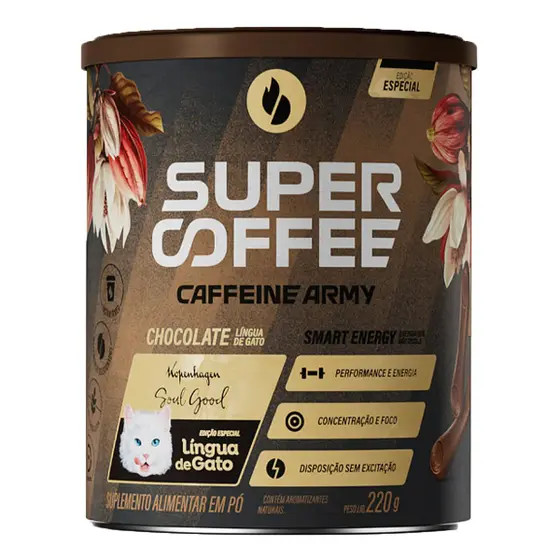 Supercoffee 3.0 - Café Energético Chocolate Lingua de Gato 220g - Caffeine Army