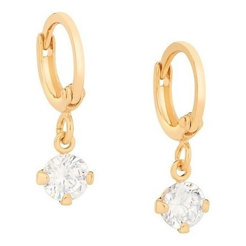 Brincos Rommanel Banhado Ouro Argola Pequena Zircônia 526458 Cor Dourado