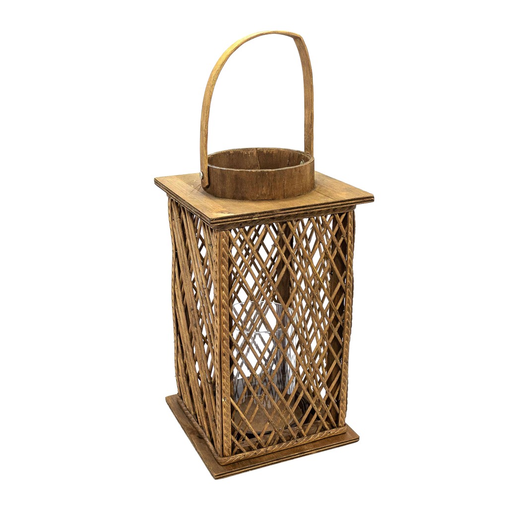 LANTERNA DECORATIVA RUSTICA EM VIDRO G 45X18X18CM