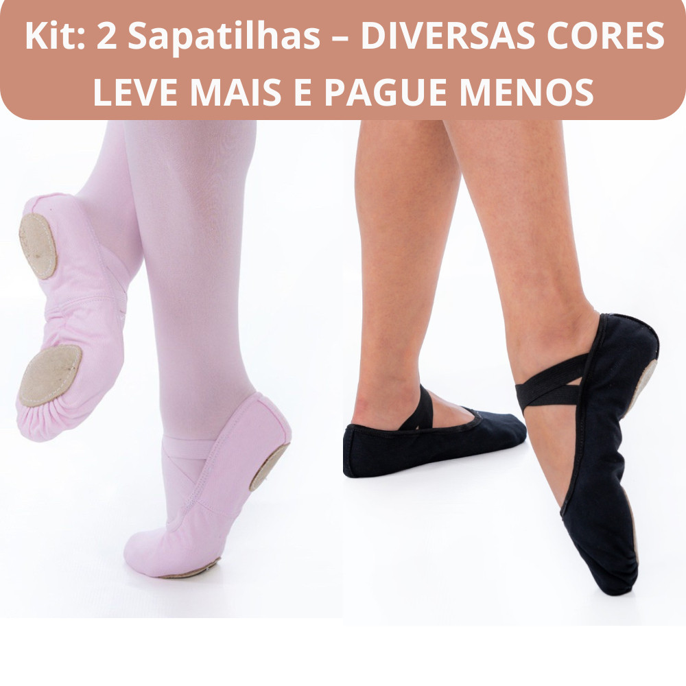 kIT 2 Sapatilha Sola Dividida Lona Ballet, Sapatilha de Ballet meia ponta, Sapatilha Ballet - LEVE MAIS E PAGUE MENOS! em Oferta na Shopee