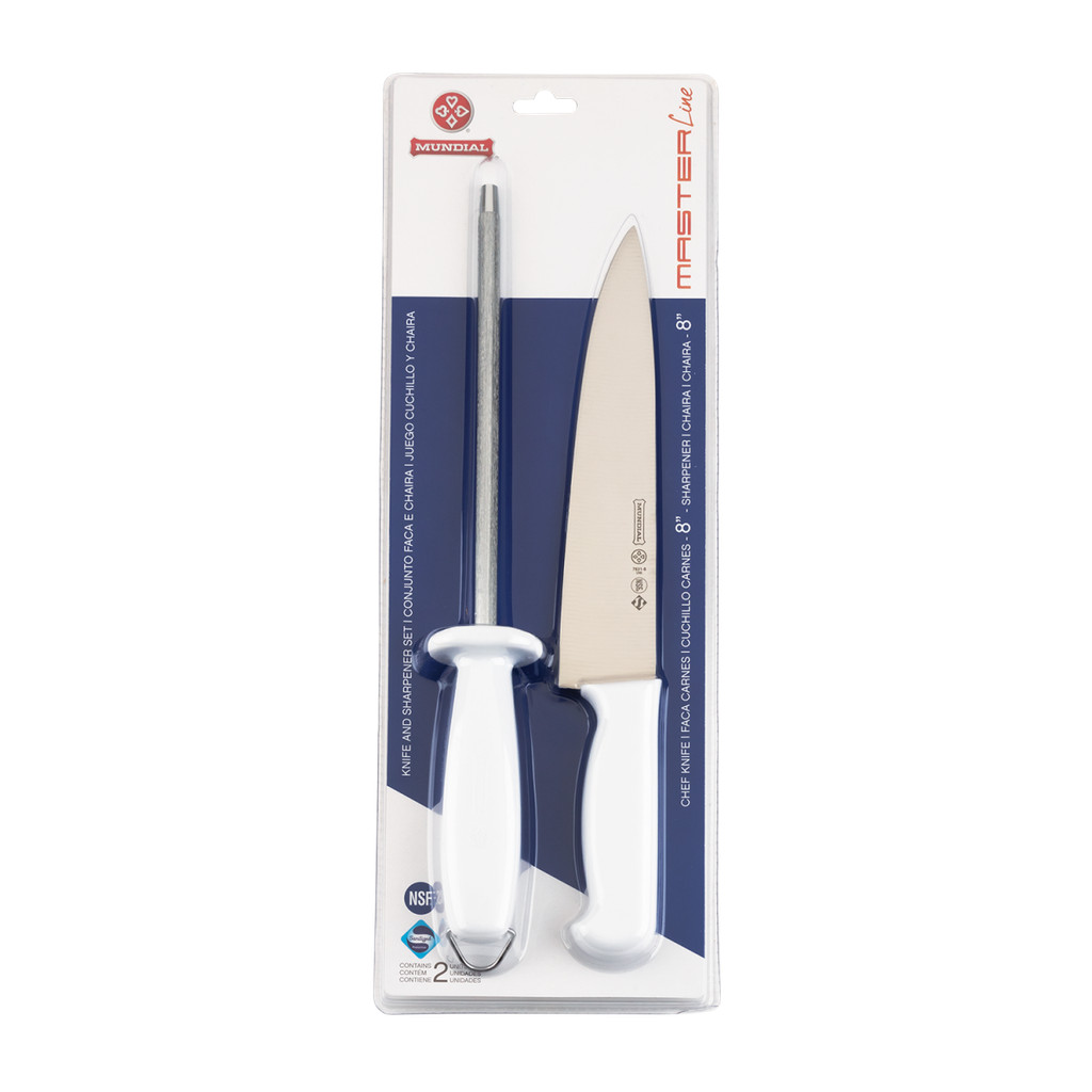 Jogo de Faca para Churrasco com Chaira Masterline Mundial 2 Peças Branco 7800-2FC