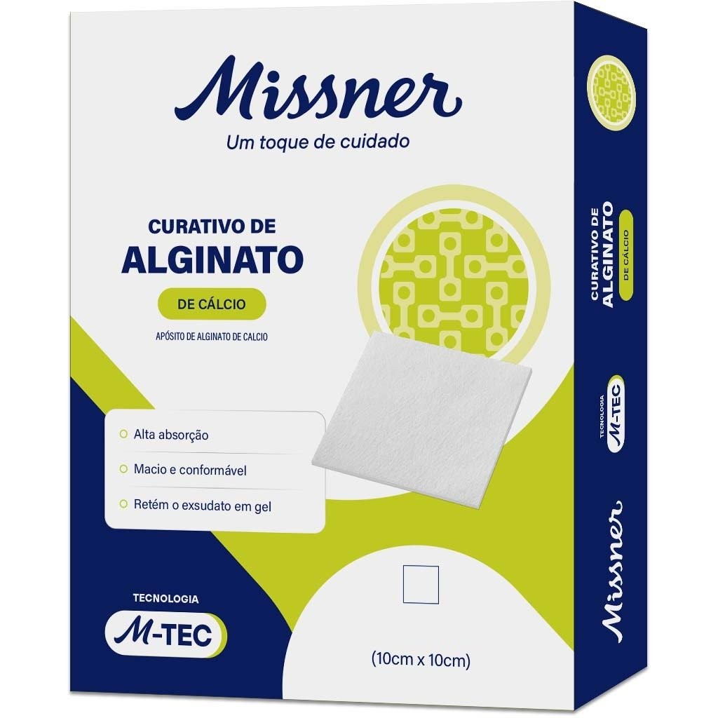 Curativo de Alginato de Cálcio 10cm x 10cm Missner - Avulso