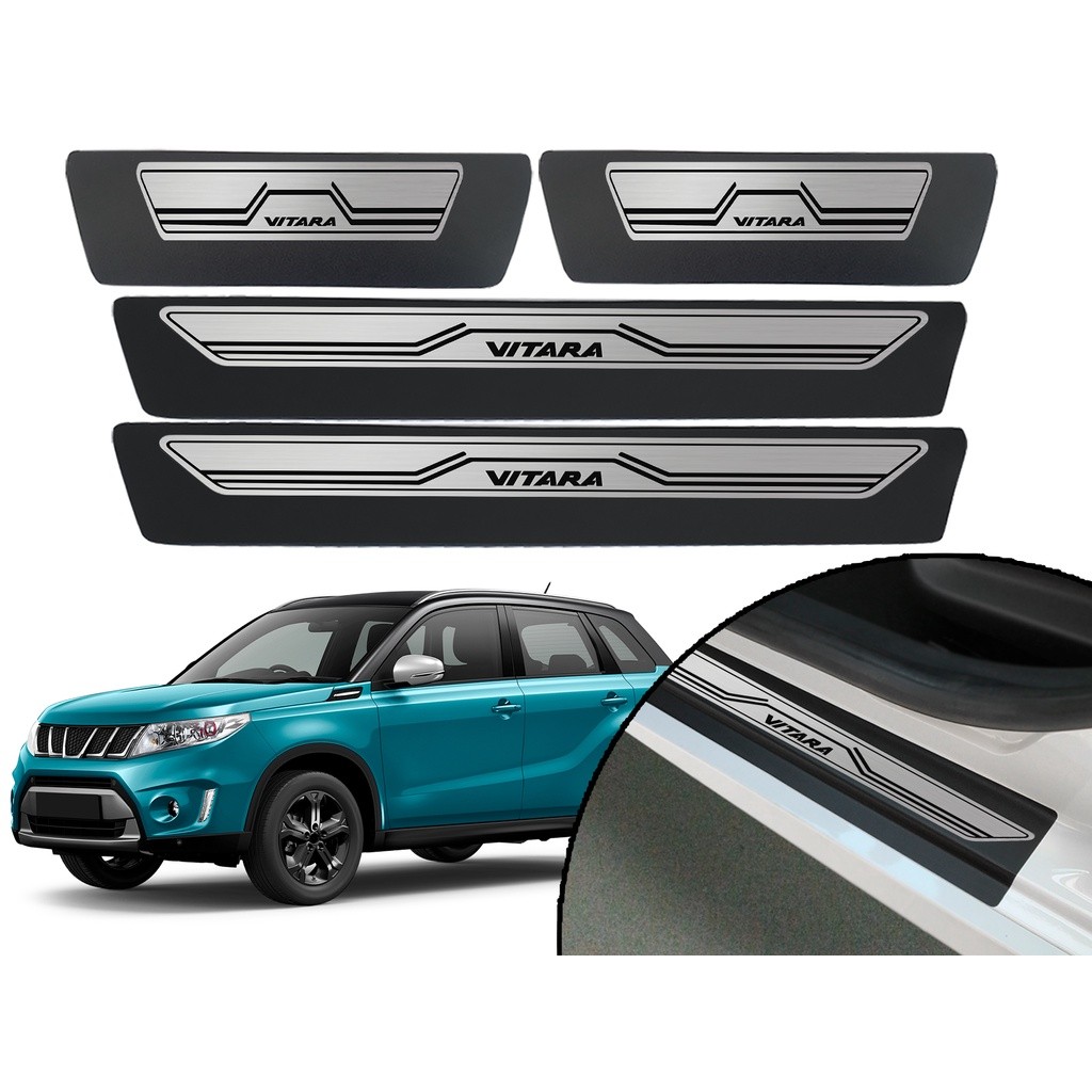 Jogo De Soleira Porta Adesiva Modelo Aço Escovado Suzuki Vitara 2017 2018 2019 2020 2021 2022