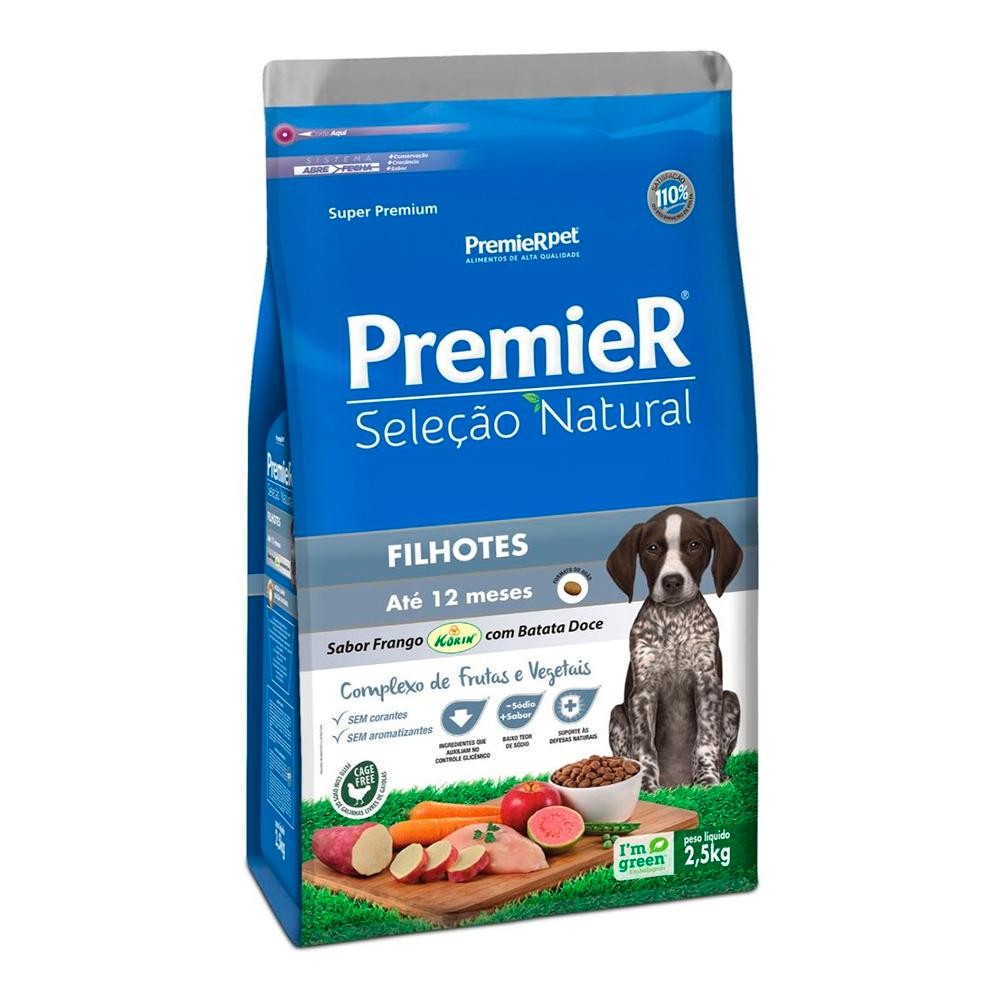 Ração PremieR Natural Cães Filhotes Frango/Batata Doce 2,5Kg