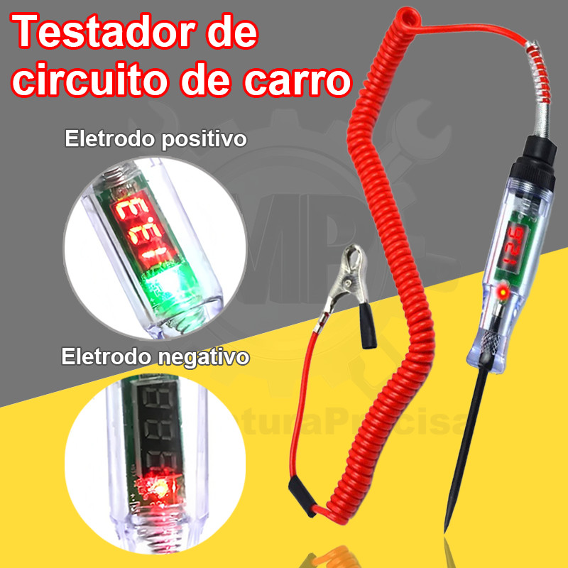 Caneta De Luz De Teste De Carro 12V 24V Testador De Circuito Digital LED Detector De Tensão Analisador De Bateria Para