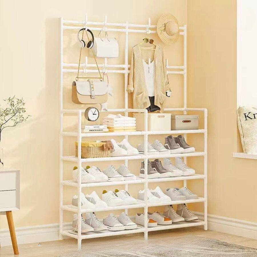 Sapateira Cabideiro Duplo Arara 4 5 e 6 Andares Prateleiras E Suportes Multiuso Organizador Armario