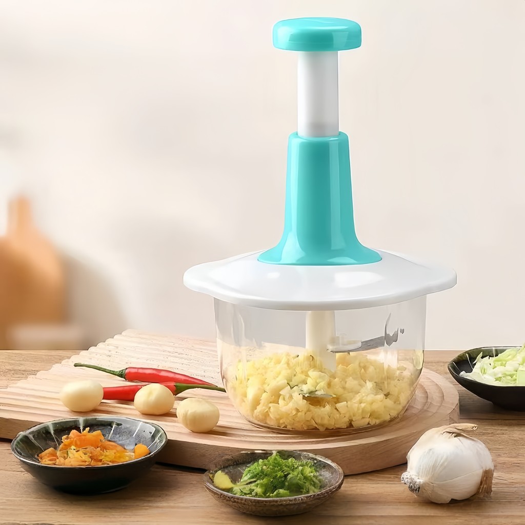Triturador de Alimentos Manual 1.5L com Três Lâminas e Sistema de Trava