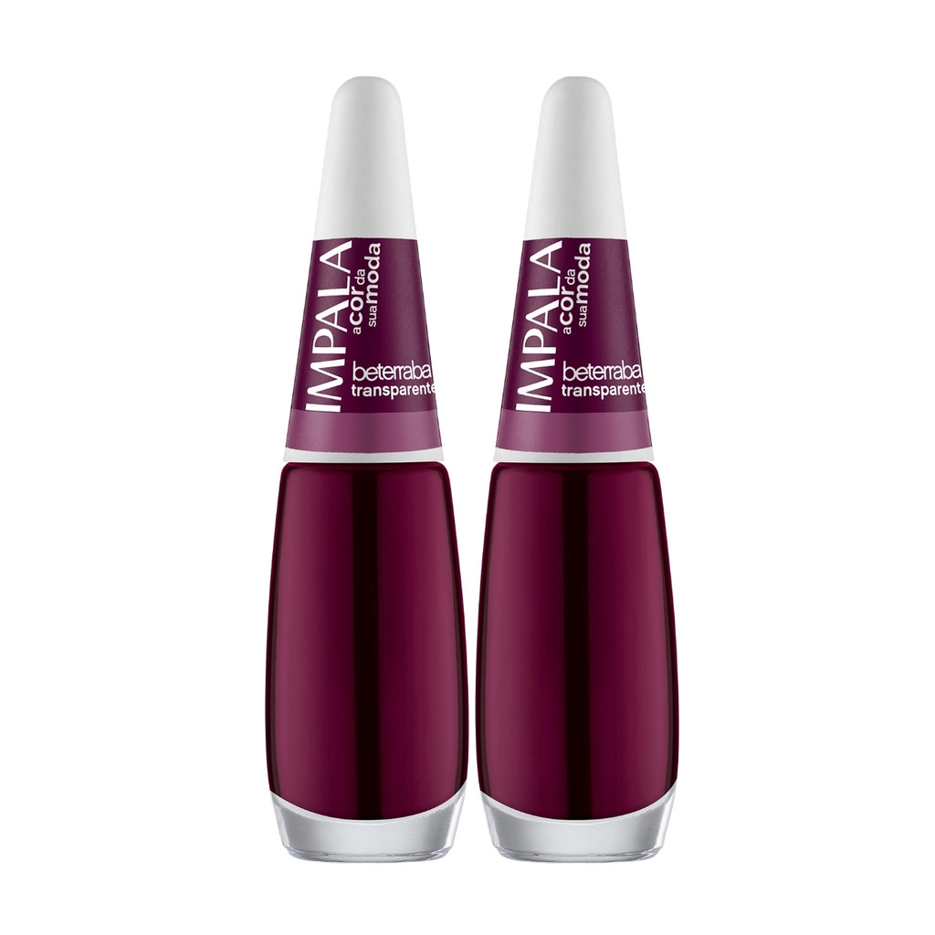 Kit 2 Esmalte Impala A Cor Da Moda Beterraba Transparente