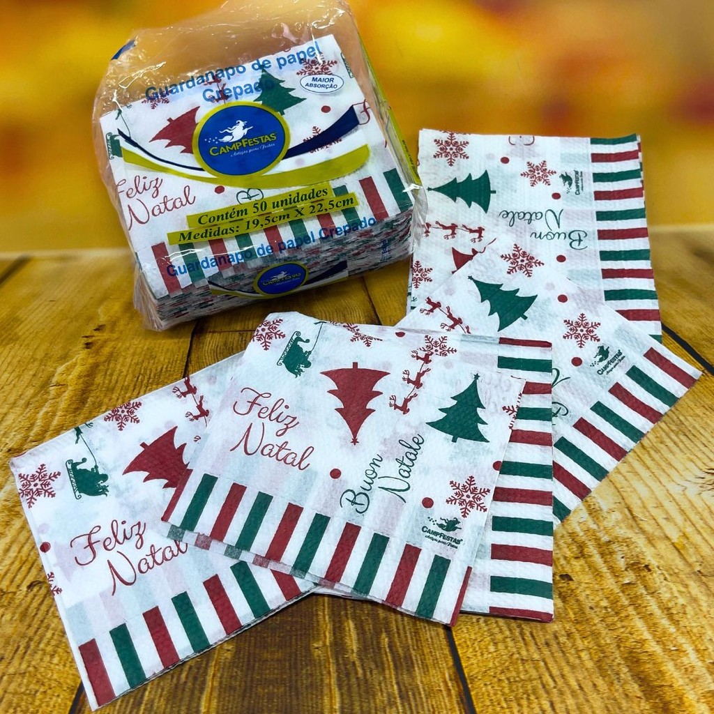 200 GUARDANAPOS  FELIZ NATAL  FESTA 19,5 X 22,5 CAMPFESTA em Oferta na Shopee