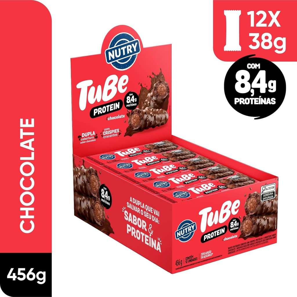 Chocolate Tube Protein  8,4g Proteina Chocolate Nutry Com 12 Unidades De 38g em Oferta na Shopee