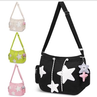 Bolsas femininas de grande capacidade, sacolas de veludo estrela, bolsas transversais da moda para estudantes em Oferta na Shopee