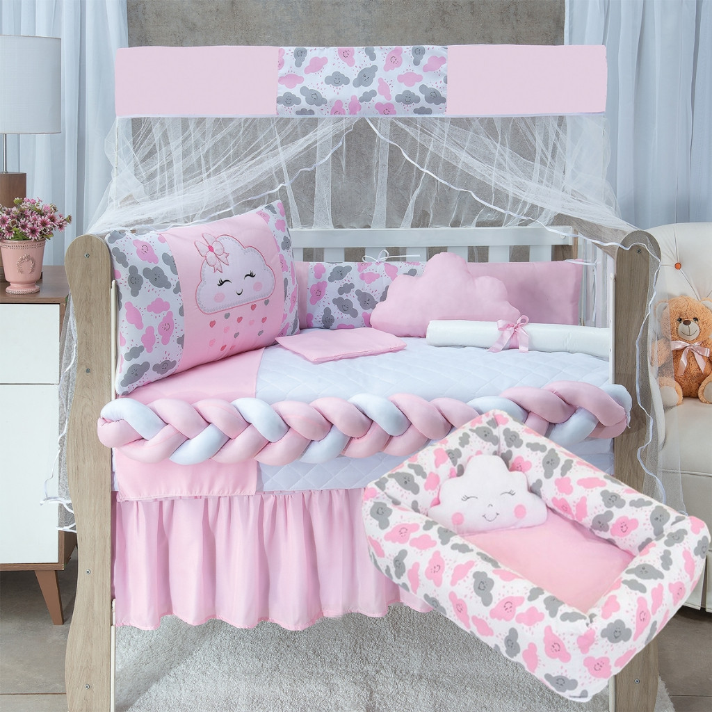 Kit de Berço Americano Completo e Ninho Redutor Menina e Menino 12 Peças Completo em Oferta na Shopee