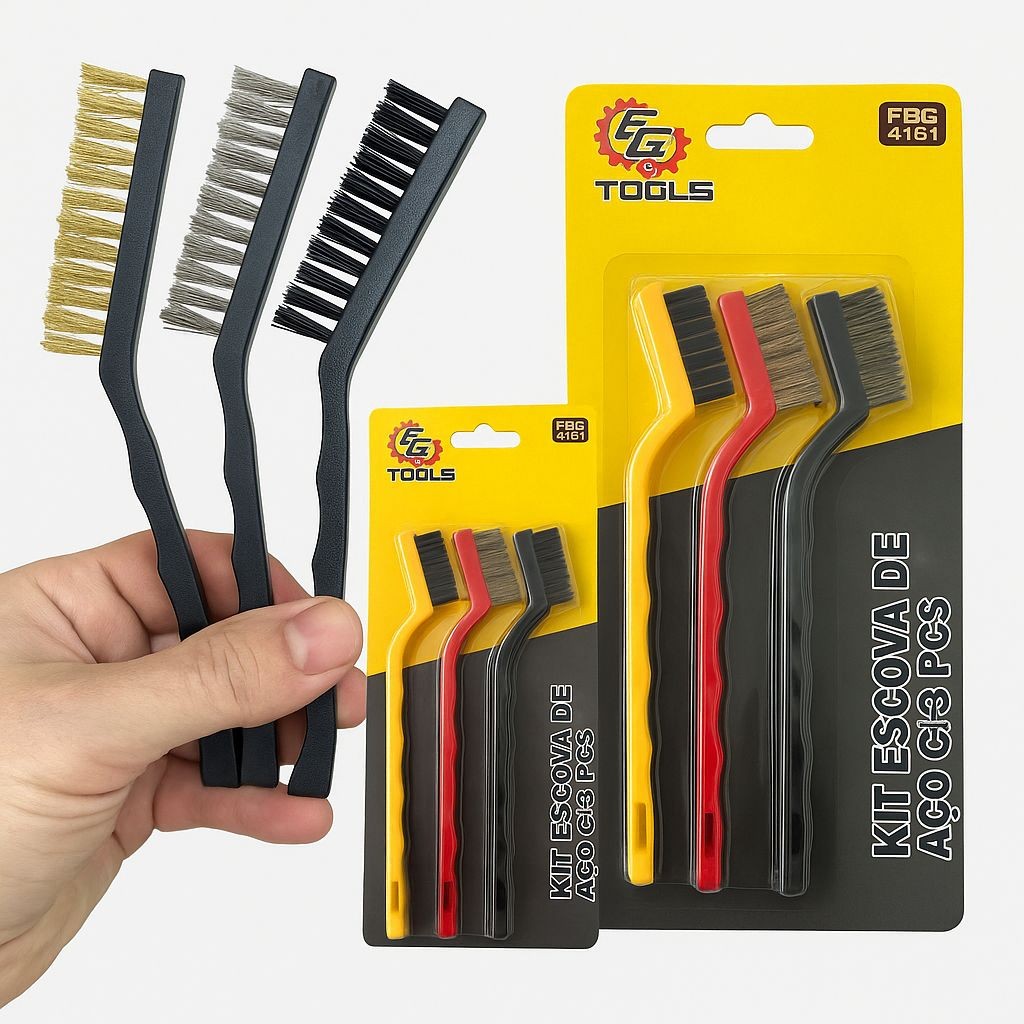 Escova De Aço Para Limpeza Pesada Limpeza Doméstica Cabo Ergonômico Kit com 3/6 Unidades em Oferta na Shopee