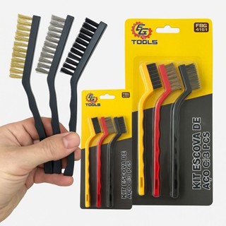 Escova De Aço Para Limpeza Pesada Limpeza Doméstica Cabo Ergonômico Kit com 3/6 Unidades em Oferta na Shopee