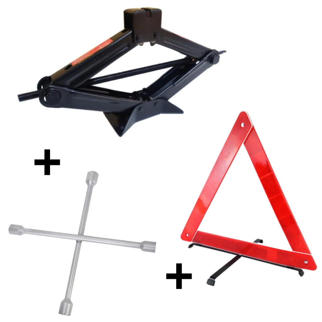 Kit Completo para Carro Macaco + Chave + Triangulo Emergencia Obrigatória Kit Completo para Carro Macaco + Chave + Triangulo Emergencia Obrigatória