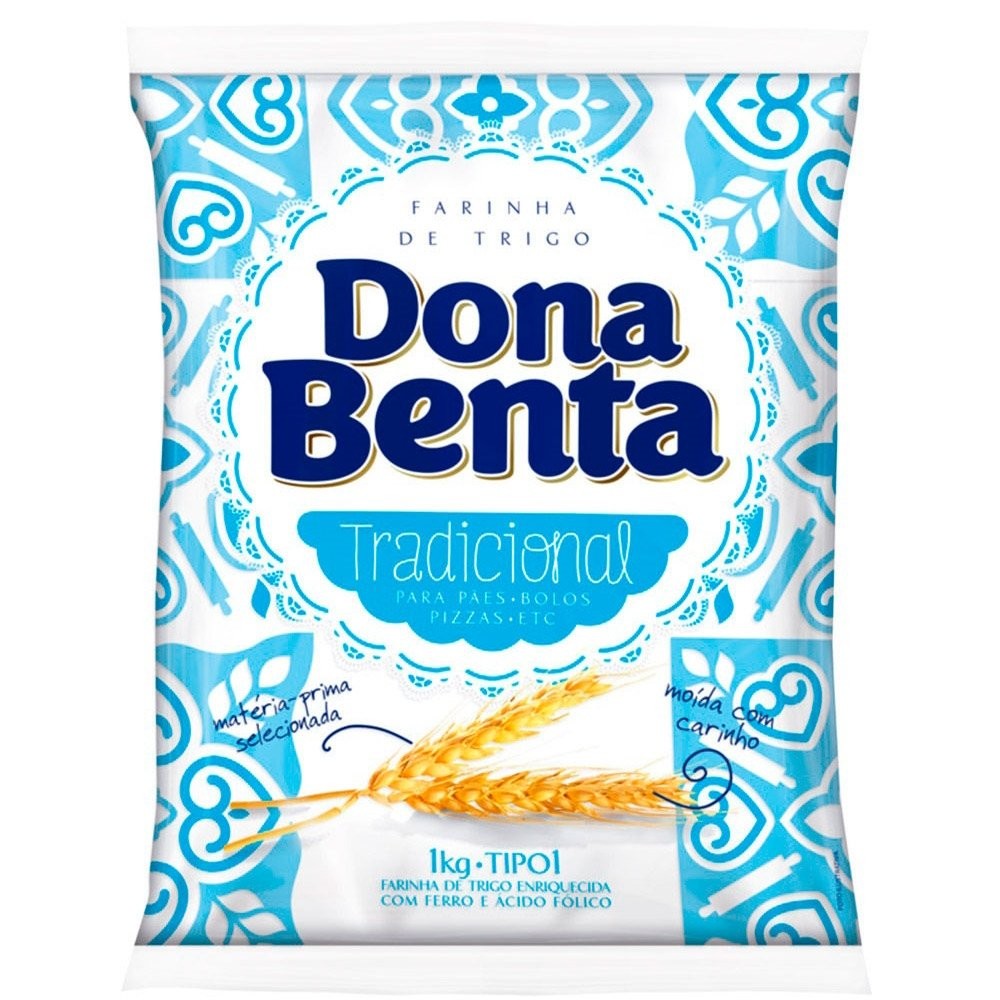 Farinha de Trigo Dona Benta Tradicional 1kg - Embalagem Plástica com 10 Unidades