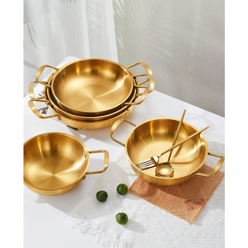 Imagem Panela Dourada em Aço Inox com Alças Duplas – 3 Tamanhos (Vendidas Separadamente)