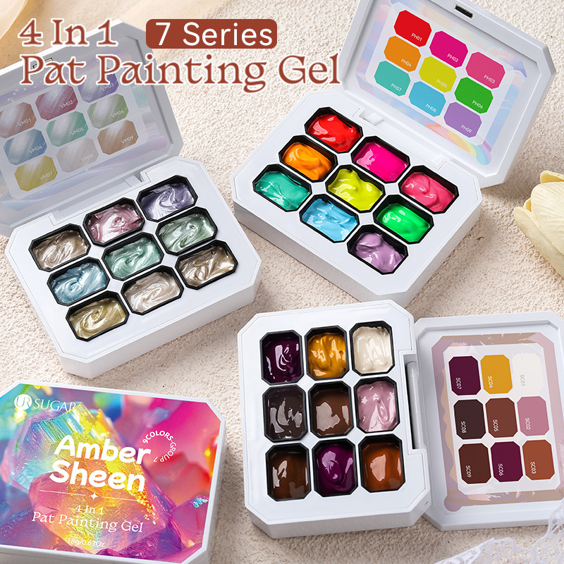UR SUGAR 9 Cores/1 Grupo Unhas Pat Pintura Gel 4 Em 1 Usado Para Padrão De Estampagem De Gradiente