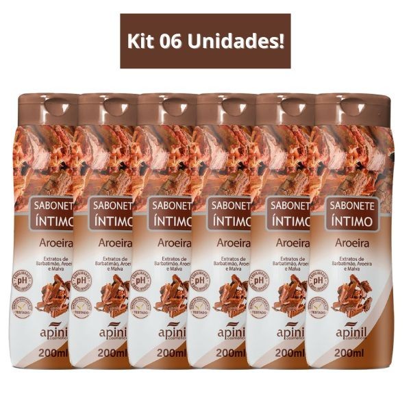 Kit 06 Unidades SABONETE FEMININO AROEIRA 210mL APINIL